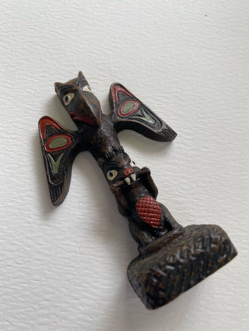 FREE with any PURCHASE mini Hand-Carved Wooden Totem Bird Figurine - Brown & Red